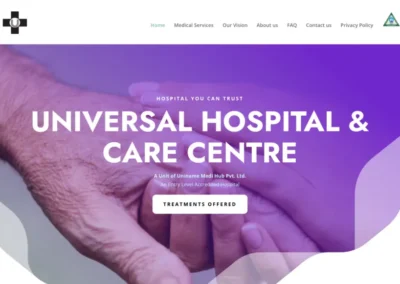 Building a Health care Website for Universal Hospital Indore